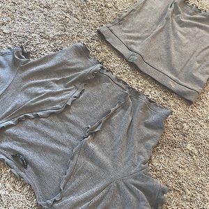 Grey cropped sweater/cardigan & pencil skirt set; never worn, like new Size LG